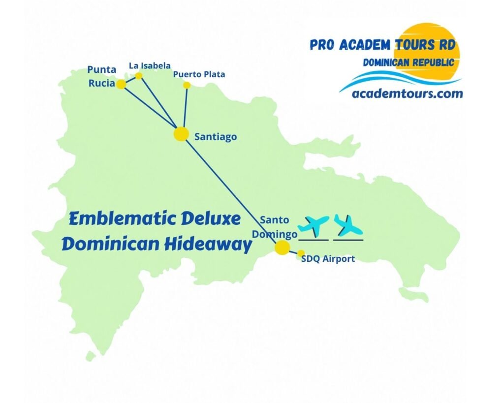 Emblematic Deluxe Dominican Hideaway: From Santo Domingo to Santiago, Puerto Plata, Punta Rucia & Cayo Arena is a refined journey combining the cultural heritage of Santo Domingo and Santiago with the historic charm of Puerto Plata and the pristine coastal beauty of Punta Rucia and Cayo Arena. Discover iconic destinations, authentic experiences, and spectacular Caribbean scenery on a private journey beyond the ordinary.