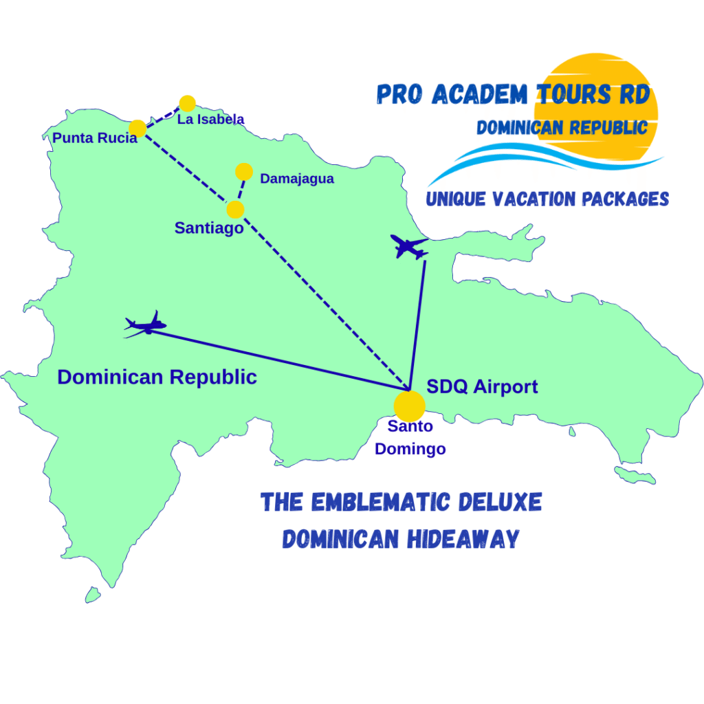 Dominican multi-day emblematic deluxe Dominican hideaway is an authentic and cultural premium leisure tour in the Dominican Republic featuring iconic sites visits, private guide, private on-tour transportation, comfortable accommodation in emblematic and luxury hotels and private beach bungalows in the Dominican Republic.